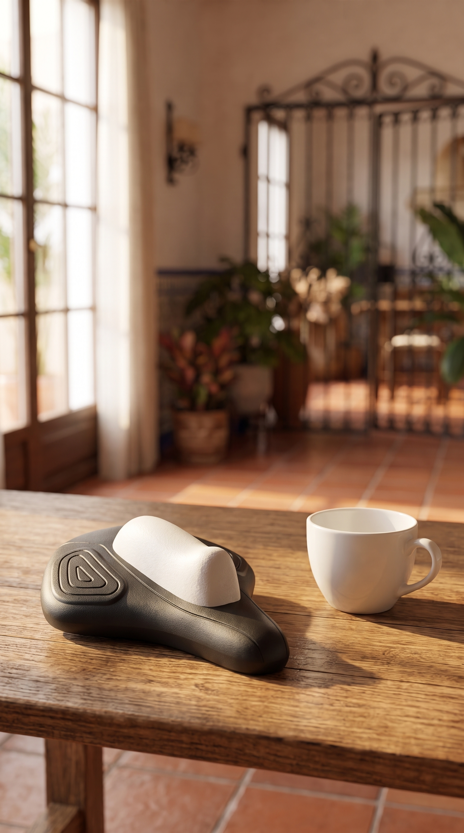 Pelvium en el salón, junto al café de la mañana
